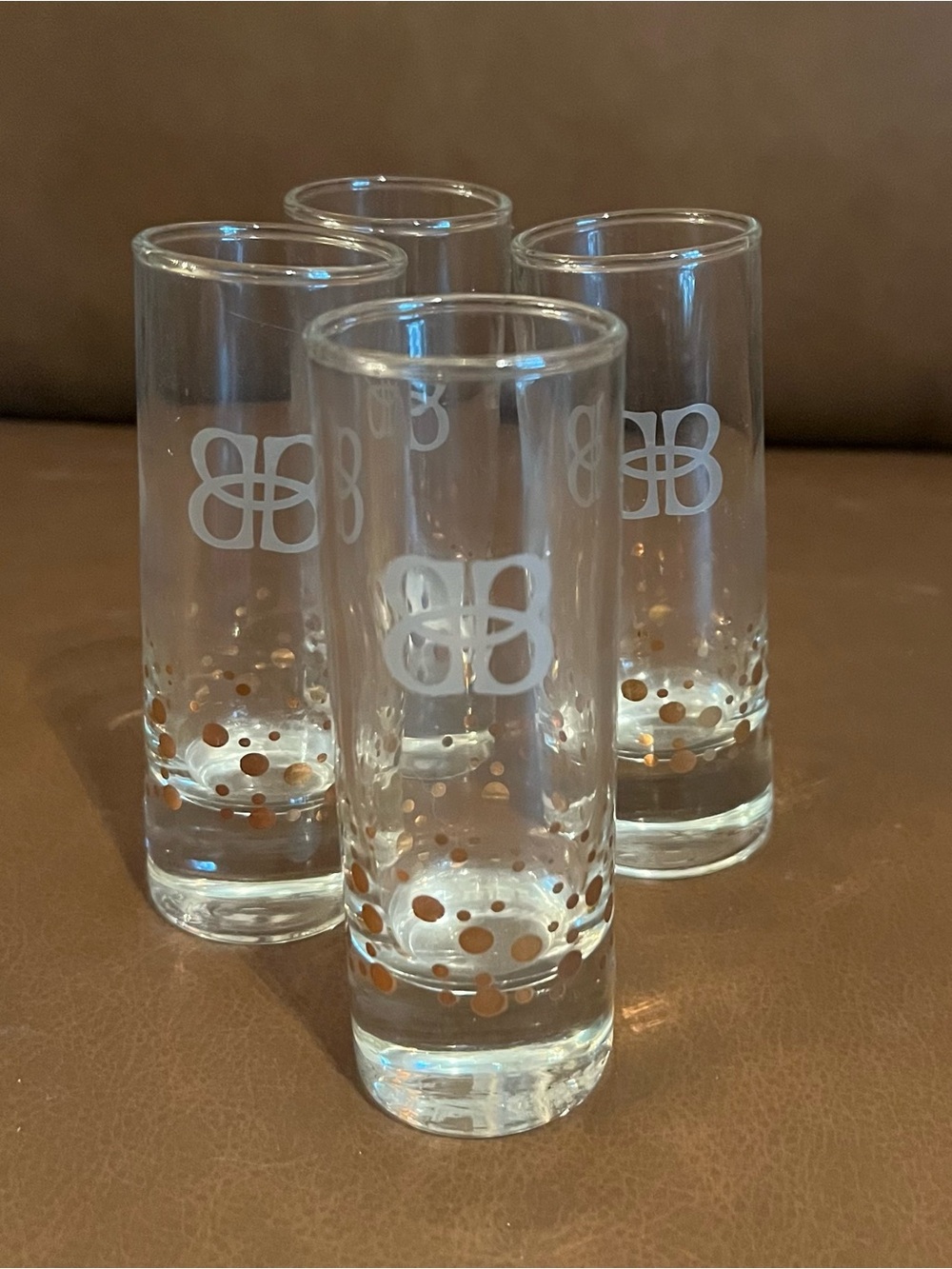 Bailey’s Irish Cream Gold Dot Confetti Heavy Bottom Talk Shot Glasses - Set of 4